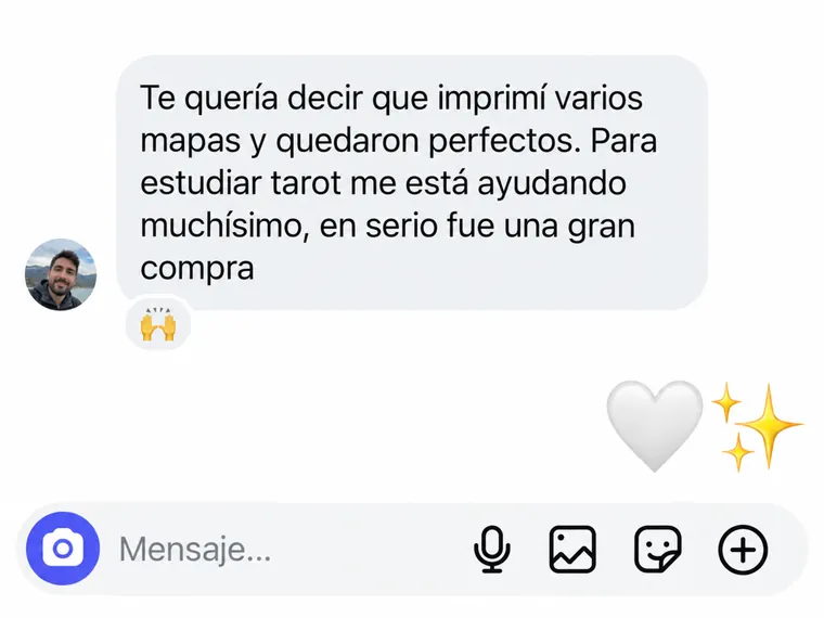Mensaje: imprimí varios mapas y quedaron perfectos, para estudiar tarot me está ayudando muchísimo